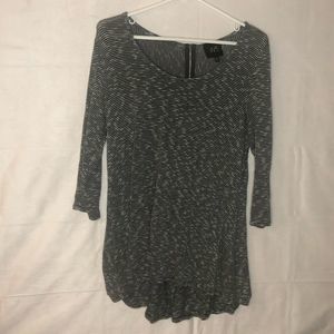 W5 Gray White Stripe Zipper Back Top Medium Anthropologie